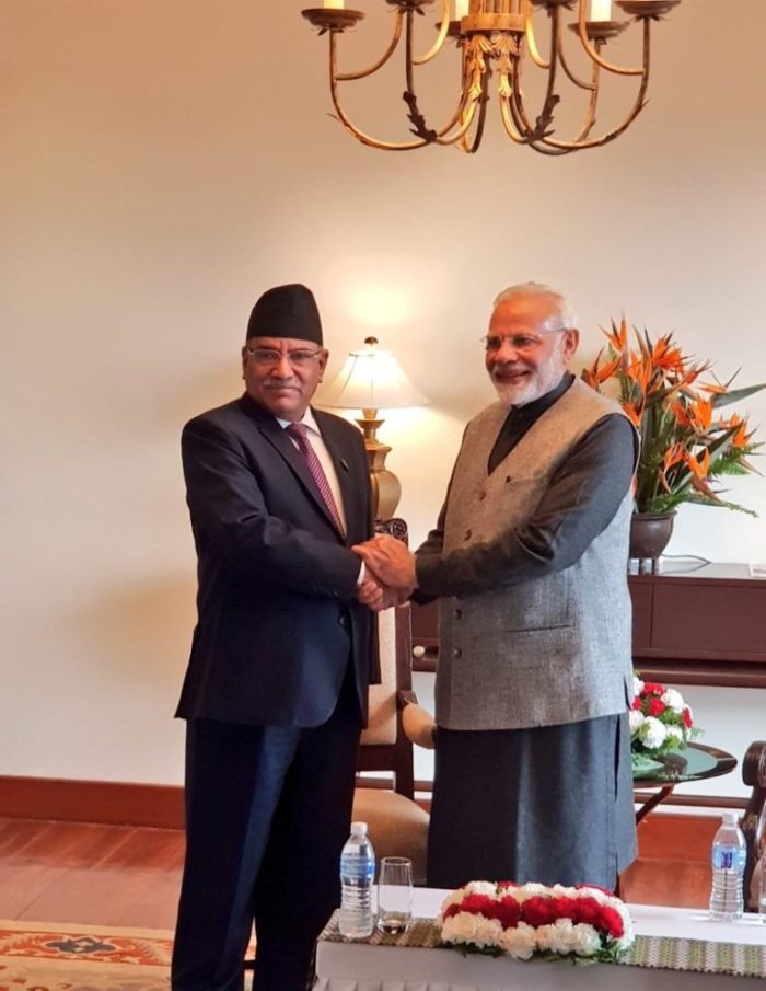 मोदी र प्रचण्डबीच भेटवार्ता, द्धिपक्षीय हितका विषयमा छलफल
